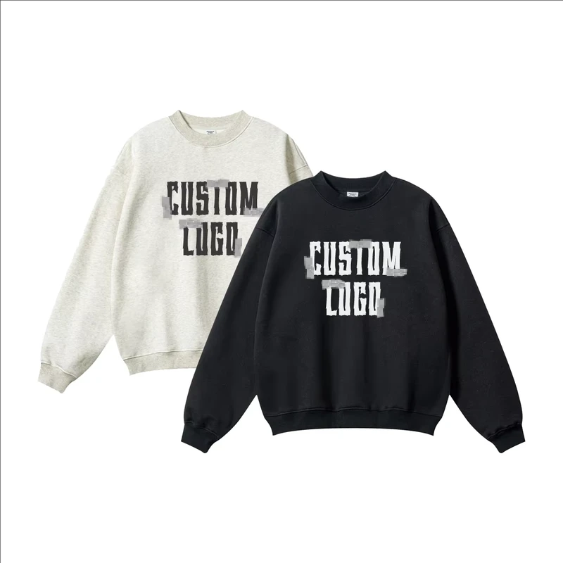Factory Custom 345GSM Oversized Thick Fleece Lined Men's Crewneck Sweatshirt