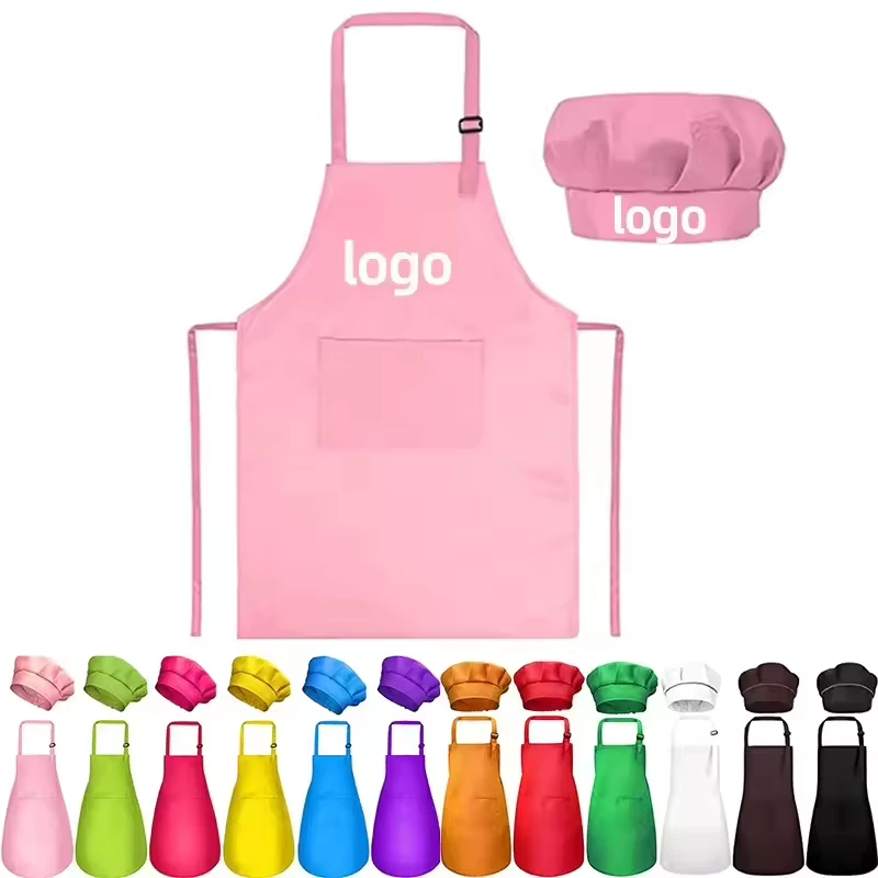 Factory Custom Adult Children's Uniform Apron Advertising Apron Baking DIY Chef Hat Parent child Apron Set