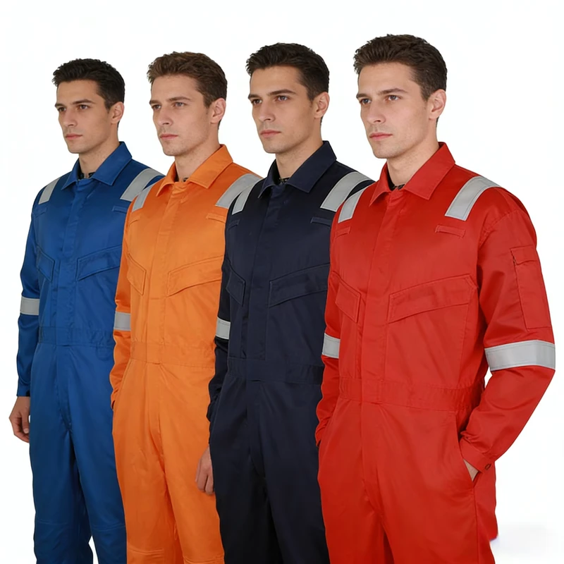 Factory Custom Cotton FR Coveralls for Men High Visibility Flame Resistant Breathable Protective Workwear Model 009