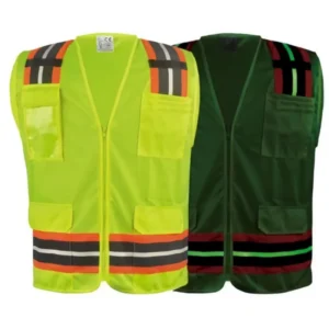 Factory Custom Durable Outdoor Construction Engineering High-Visibility Reflective Safety Vest with Zipper