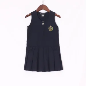 Factory Custom Girls’ Sleeveless Zip-Front Pinafore Dress School Uniform