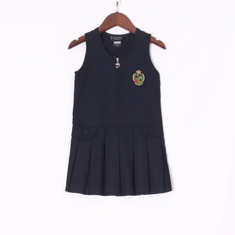 Factory-Custom-Girls-Sleeveless-Zip-Front-Pinafore-Dress-School-Uniform