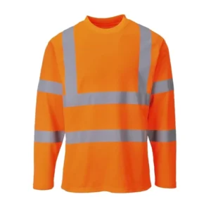 Factory Custom High Quality Breathable Long Sleeve Safety T Shirt Two Reflective Stripes Tear Strength Unisex Hi Vis Polyester
