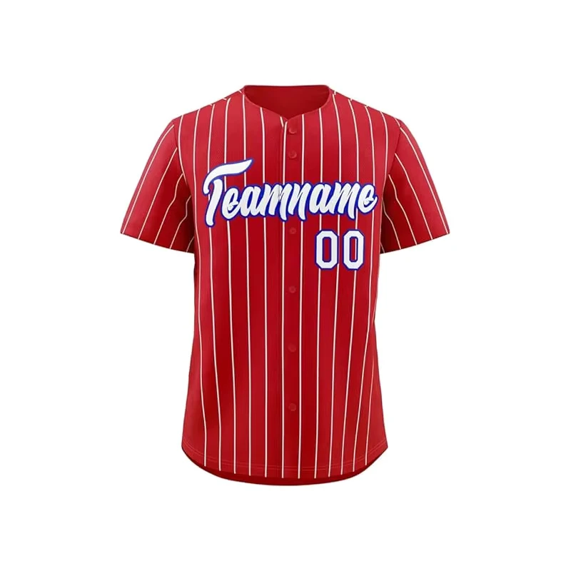 Factory Custom Logo Button Up Quick Dry V Neck Striped Baseball Shirts