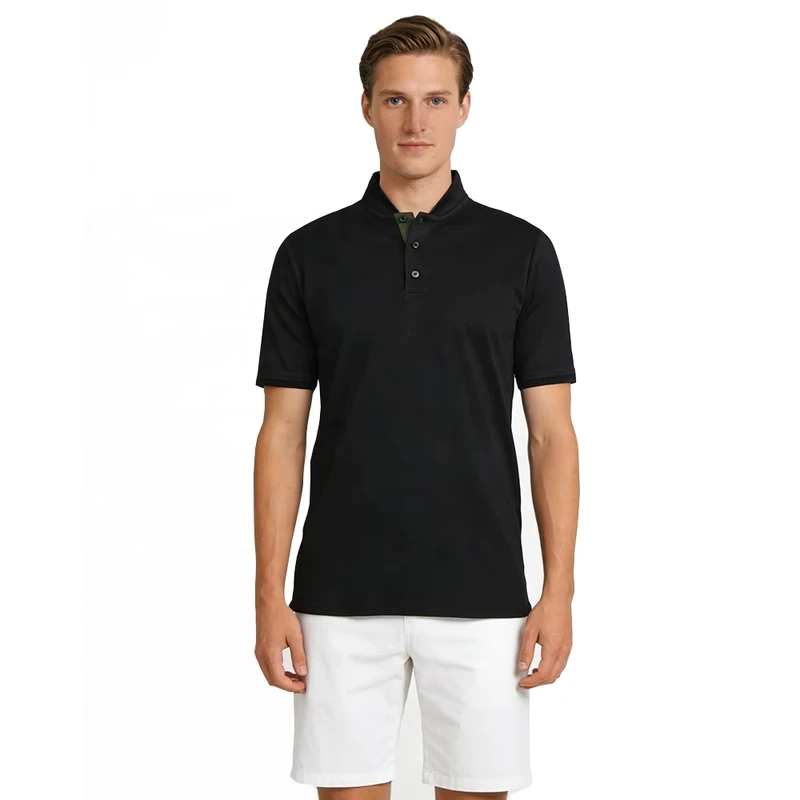 Factory Custom Logo Men's Work Uniform Henley Golf Polo Shirt Quick Dry Breathable