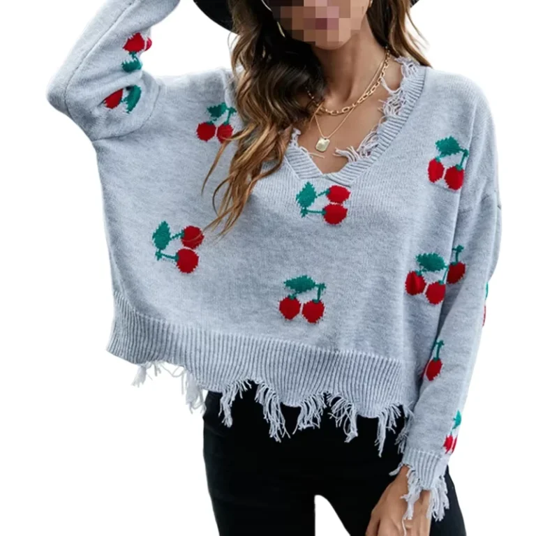 Factory-Custom-Loose-Short-Style-V-Neck-Pullover-Womens-Sweater-Autumn-Winter-Sexy-Fringe-Knitted-Sweater-Woman