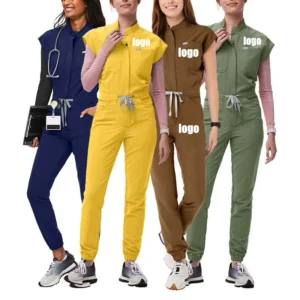 Factory Custom One-Piece Medical Scrub Jumpsuit for Women and Men