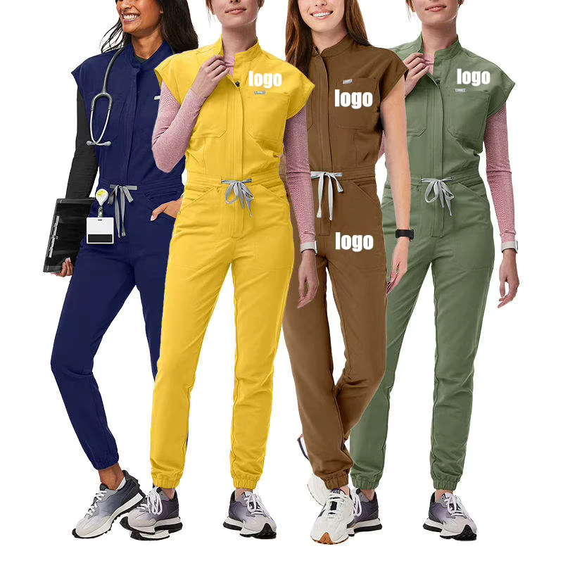 Factory Custom One-Piece Medical Scrub Jumpsuit for Women and Men