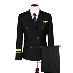 Factory Custom Shipping Cruise Captain Uniform Three-Piece Set with Blazer Pants and Shirt