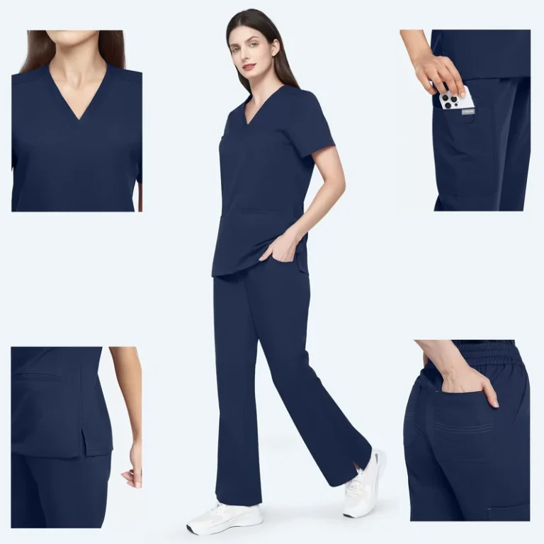 Factory-Custom-V-Neck-Hospital-Uniforms-for-Nurses-and-Doctors-Medical-Work-Clothes-Sets-With-Pocket