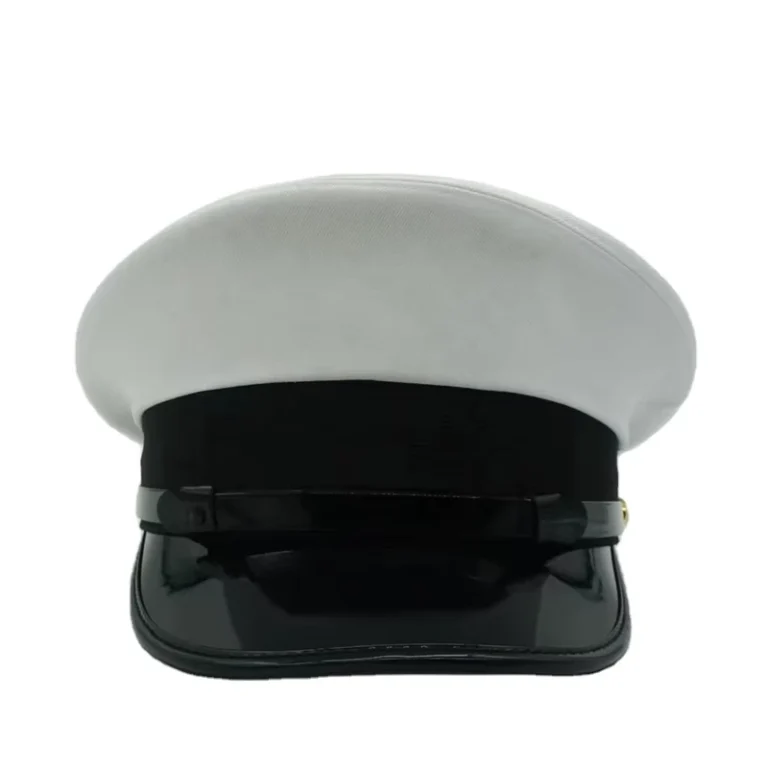 Factory-Customized-Captain-Cap-Black-Visor-Skipper-Hat-White-Pilot-Uniform-Peaked-Cap-for-Aircraft-Commander