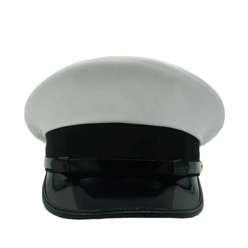 Factory Customized Captain Cap Black Visor Skipper Hat White Pilot Uniform Peaked Cap for Aircraft Commander