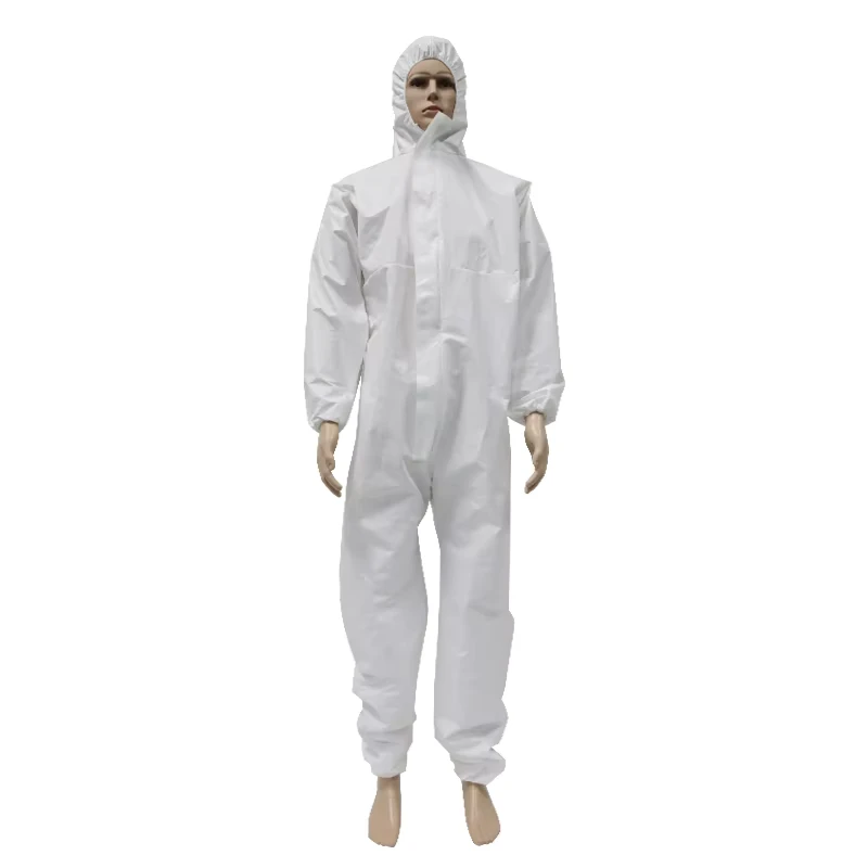 Factory Customized Disposable Micropourous SF Microporous Coverall with Hood 55gsm Waterproof Anti Static Blue 1PC BAG