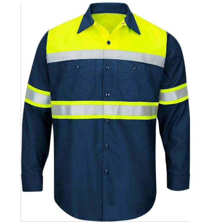 Factory Direct Breathable Polyester Reflective Safety Jacket & Custom Safety Work Shirt High Visibility Reflective Workwear