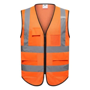 Factory Direct Mesh Fabric Hi Vis Reflective Safety Vest with Pockets Customize logo and Size for Road Safety