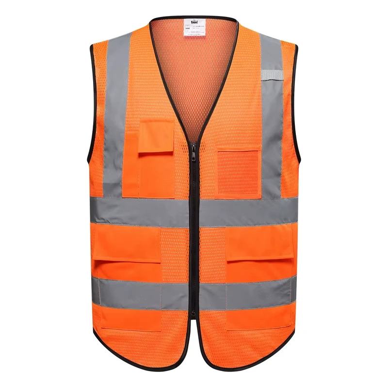 Factory Direct Mesh Fabric Hi Vis Reflective Safety Vest with Pockets Customize logo and Size for Road Safety