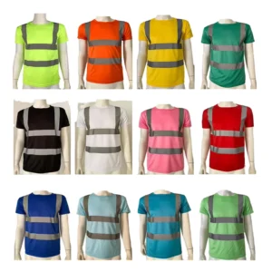 Factory Direct O Neck Polyester Reflective Safety T Shirt Multi Colors Hi Vis Short Sleeve Construction Work Uniform Custom Logo