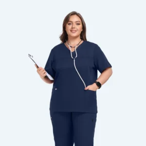 Factory Direct Plus-Size Stretch V-Neck Medical Scrub Uniform Set for Women