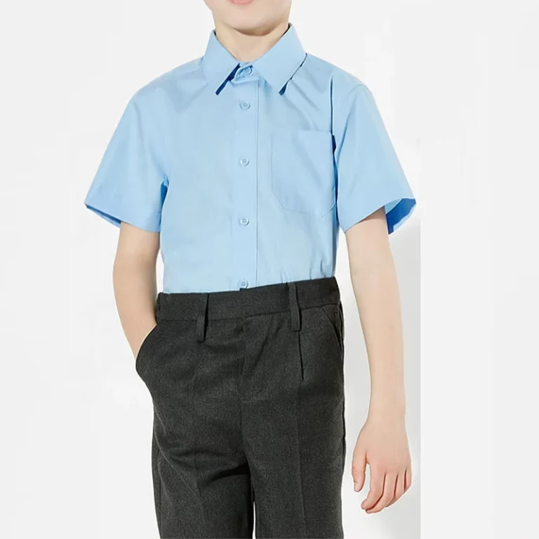 Factory-Direct-Sale-Primary-School-Uniform-Designs-Light-Blue-Boys-Short-Sleeves-School-Shirts-for-Children-Student