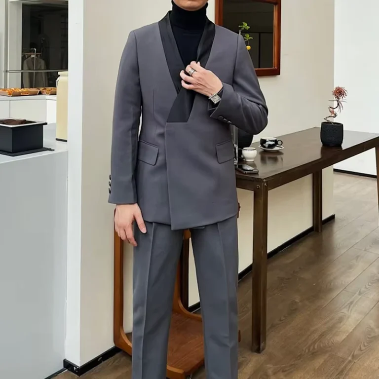 Factory-Direct-Sales-of-New-Products-Man-Office-Suit-Non-Ironing-Suit-for-Men-V-neck-2-Piece-Slim-Fit