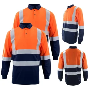 Factory Direct Sell Hi Vis 100% Polyester Orange Safety Reflective Polo T Shirt Reflective Safety Polo Shirts FG 14L