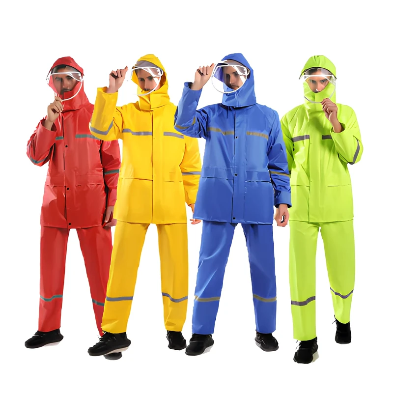 Factory Direct Split Reflective Rain Suit Waterproof Oxford Cloth Raincoat & Pants Durable Foldable for Sanitation Outdoor Work