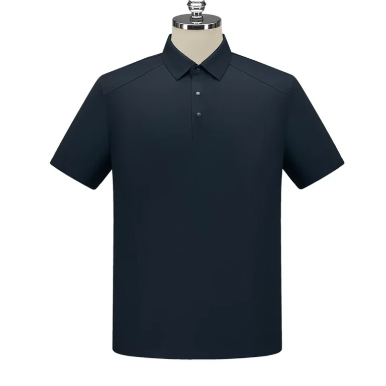 Factory-Directly-Sale-Summer-Plus-Size-Printed-Men-Women-Short-Sleeve-Polo-Shirts-Dark-Navy-Color-Breathable-Four-Way-Stretch
