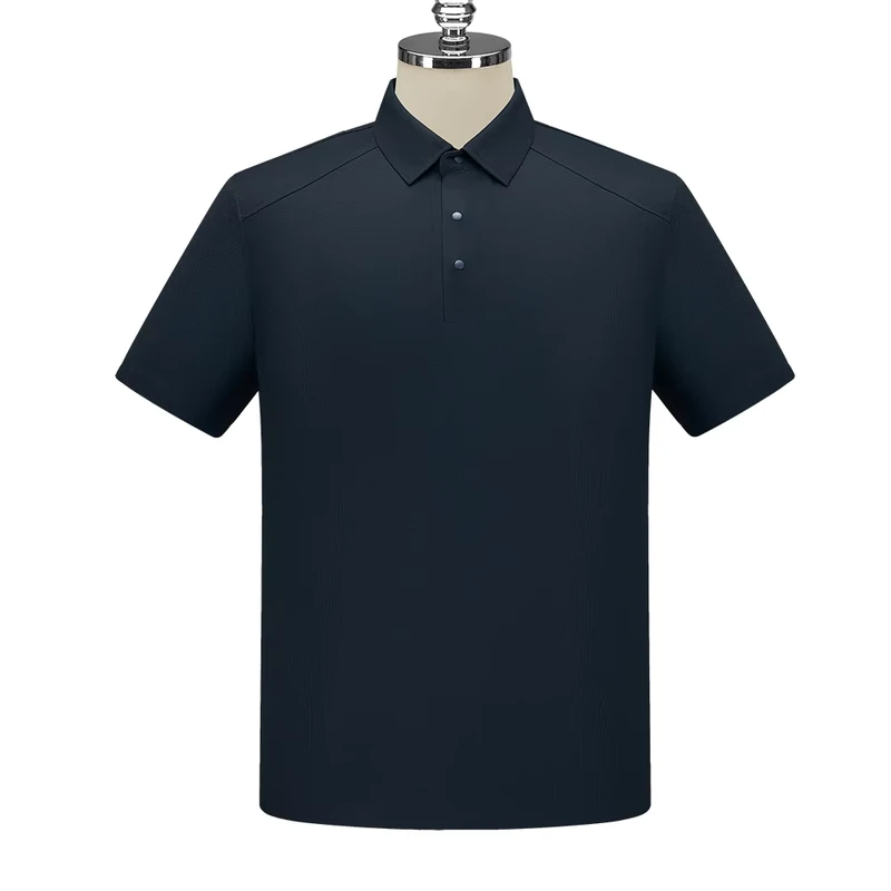 Factory Directly Sale Summer Plus Size Printed Men & Women Short Sleeve Polo Shirts Dark Navy Color Breathable Four Way Stretch