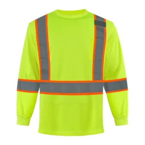Factory High Visibility Long Sleeve Safety Yellow Orange TShirt with Pocket Reflective Work Shirt Custom Logo for Men Women