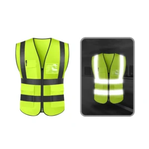 Factory LED Hi-Vis Traffic and Construction Reflective Safety Vest with Mesh Pockets, One Size