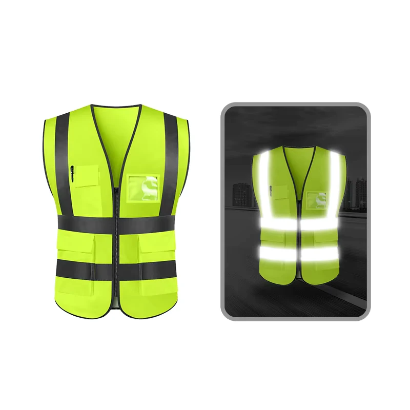 Factory LED Hi-Vis Traffic and Construction Reflective Safety Vest with Mesh Pockets, One Size