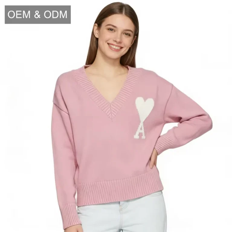 Factory-Luxury-Casual-Unisex-Cotton-Sweaters-Autumn-Winter-French-Fashion-Jacquard-Custom-Logo-Heart-Letters-Knitted