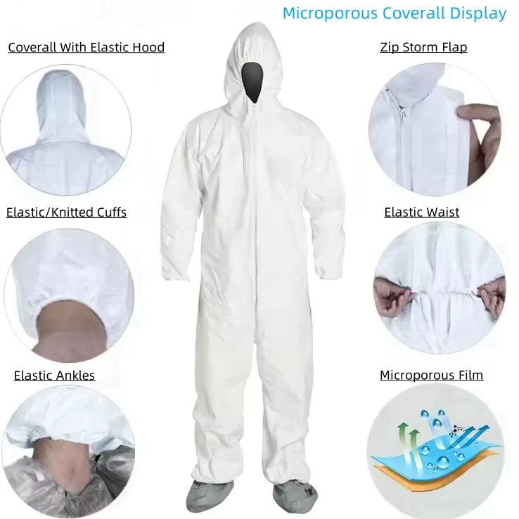 Factory Non Woven PP+PE Disposable Protective Clothing Waterproof Microporous Coverall