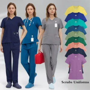 Factory ODM Women’s Short sleeve Surgical Scrubs Doctor nurse Uniforms SPA Salon Workwear Dental Sets Polyester Dobby