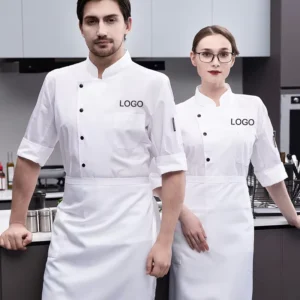 Factory Price Coat Short for Bakery Kitchen Staff Work Uniform White Shirt for Men Hotel Waiter Fast Food Chef Jacket
