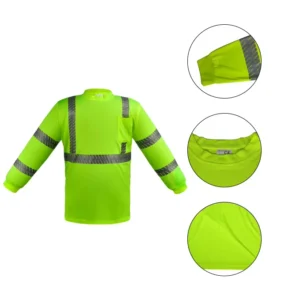 Factory Price Custom Long Sleeve Wind Proof Reflective Fluorescence Outdoor Work Safety T Shirt with Pocket