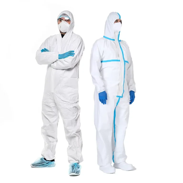 Factory-Price-Disposable-Non-Woven-Sf-Lab-Coat-Coverall-With-Front-Zipper-For-Medical-Staff