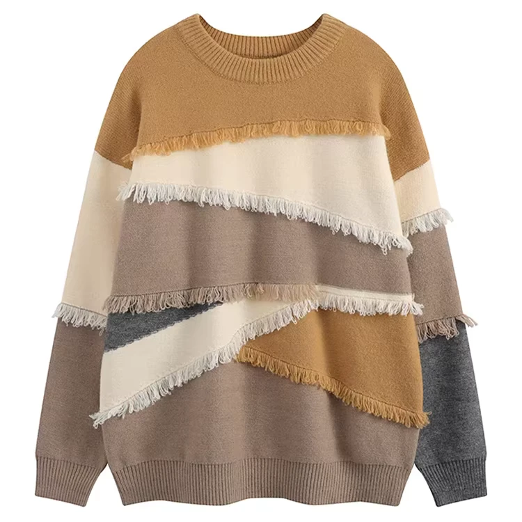 Factory-Price-Distressed-Style-Crew-Neck-Jacquard-Knit-Pullover-Sweater-for-Men-in-Winter