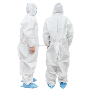 Factory Price ISO Certified Workwear Disposable One-Piece Coverall with Hood Long Sleeve