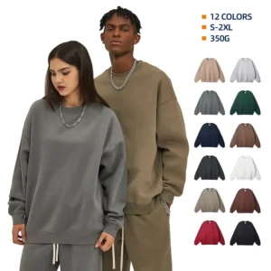 Factory-Printed Custom 350g Fleece-Lined Heavyweight Unisex Long-Sleeve Shirt