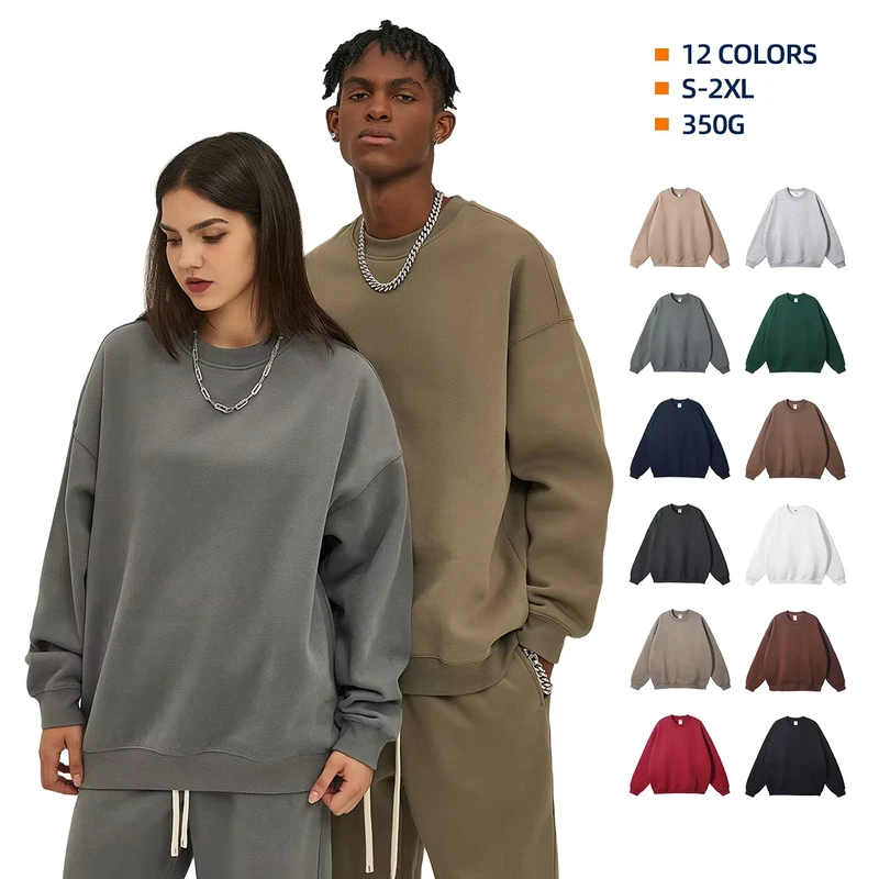 Factory-Printed Custom 350g Fleece-Lined Heavyweight Unisex Long-Sleeve Shirt