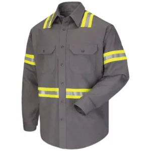 Factory Supply 88/12 NFPA 2112 High Visibility Breathable Lightweight FR Nylon/Cotton Mandarin Collar Casual Shirt Men