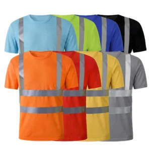 Factory Supply Construction Work Polo Shirt Fluorescent Hi-Vis Reflective Strips Birdseye Quick-Dry
