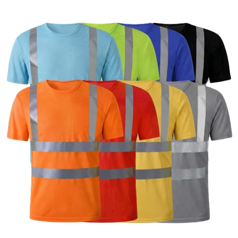 Factory-Supply-Construction-Work-Polo-Shirt-Fluorescent-Hi-Vis-Reflective-Strips-Birdseye-Quick-Dry