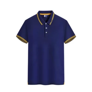 Factory Supply Custom Logo Navy Casual Polo T-Shirt for Men Short Sleeve Solid Pattern Formal Style Skin-Friendly