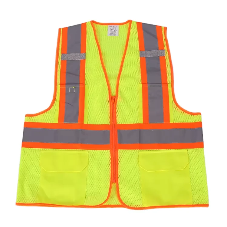 Factory Supply Hi Vis Reflective Safety Working Vest Yellow High Visibility Workwear with Mesh Customizable Logo Jackets Style