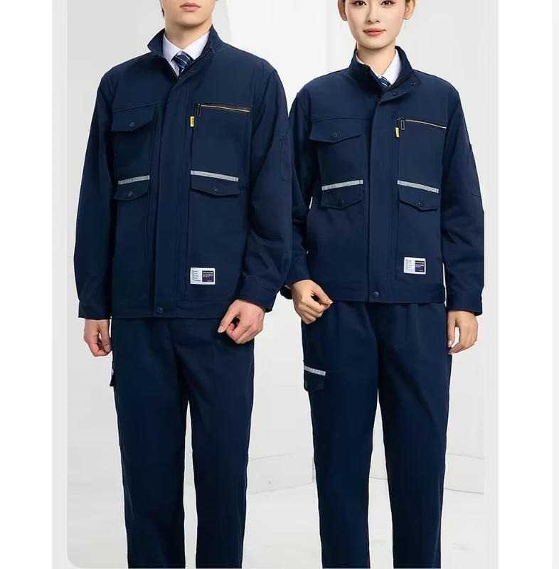 Factory Supply Industrial Work Clothes Elasticity Construction Anti-static Mulit-pockets Workwear Jacket and Pants Uniforms