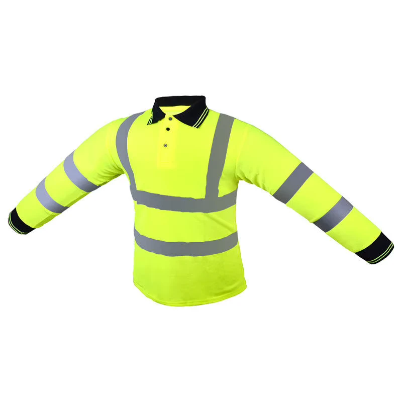 Factory Supply Long Sleeve Reflective High Visibility Safety Construction Work Shirts ANSI EN ISO CLASS 3 LED FLASH Polyester