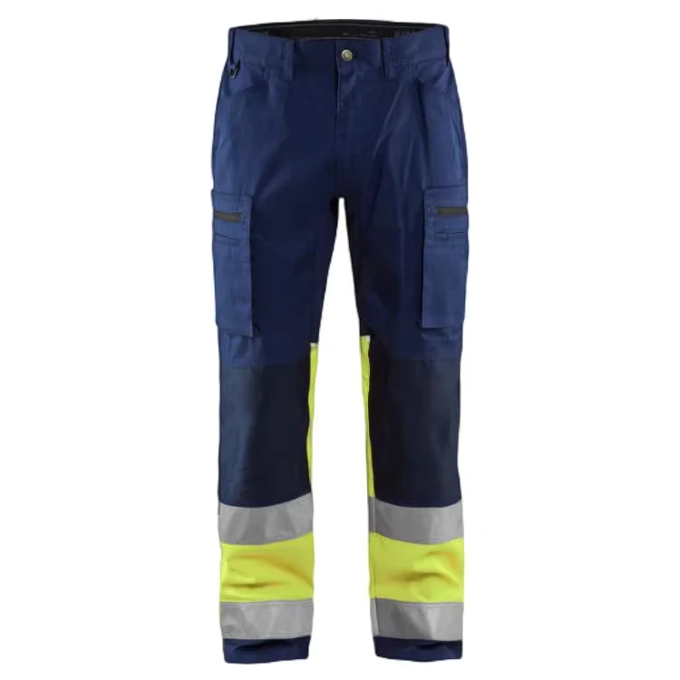 Factory-Supply-Navy-High-Visibility-Breathable-65-Polyester-35-Cotton-Traffic-Safety-Work-Pants-Reflective-Tape-Custom-Logo
