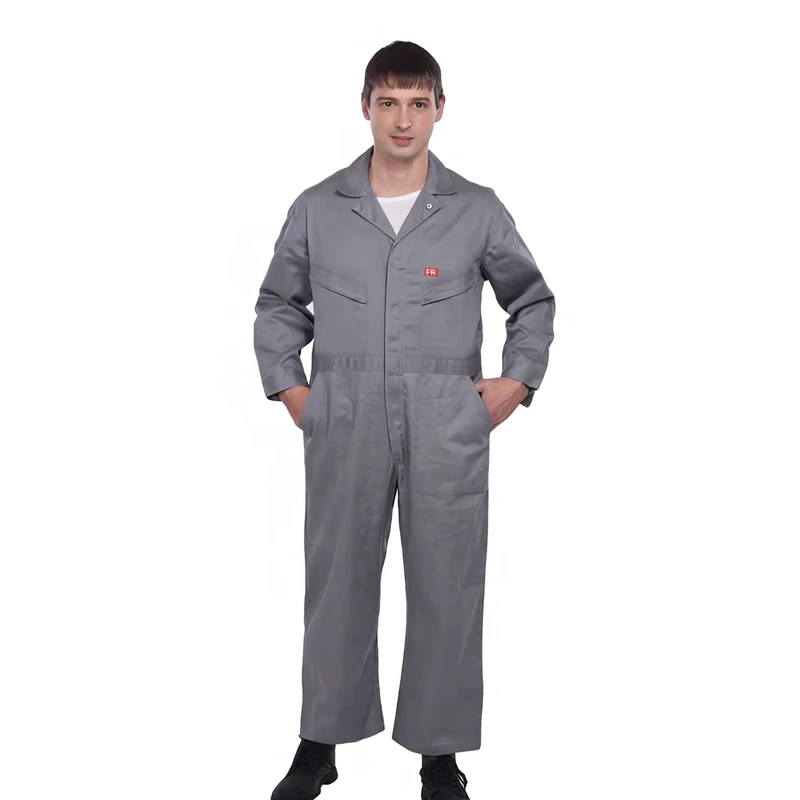 Factory Supply Safety Protection Flame Resistant Level B Splash Protective Coverall Serged Seams for Oil Gas Industry